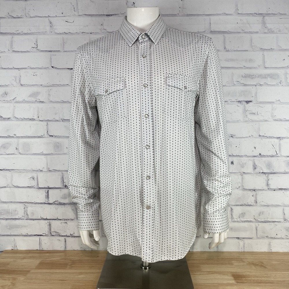 Buttercloth Shirt Men's XL Long Sleeve Button Up Icy Cotton‎ Pearl Snap Diamonds